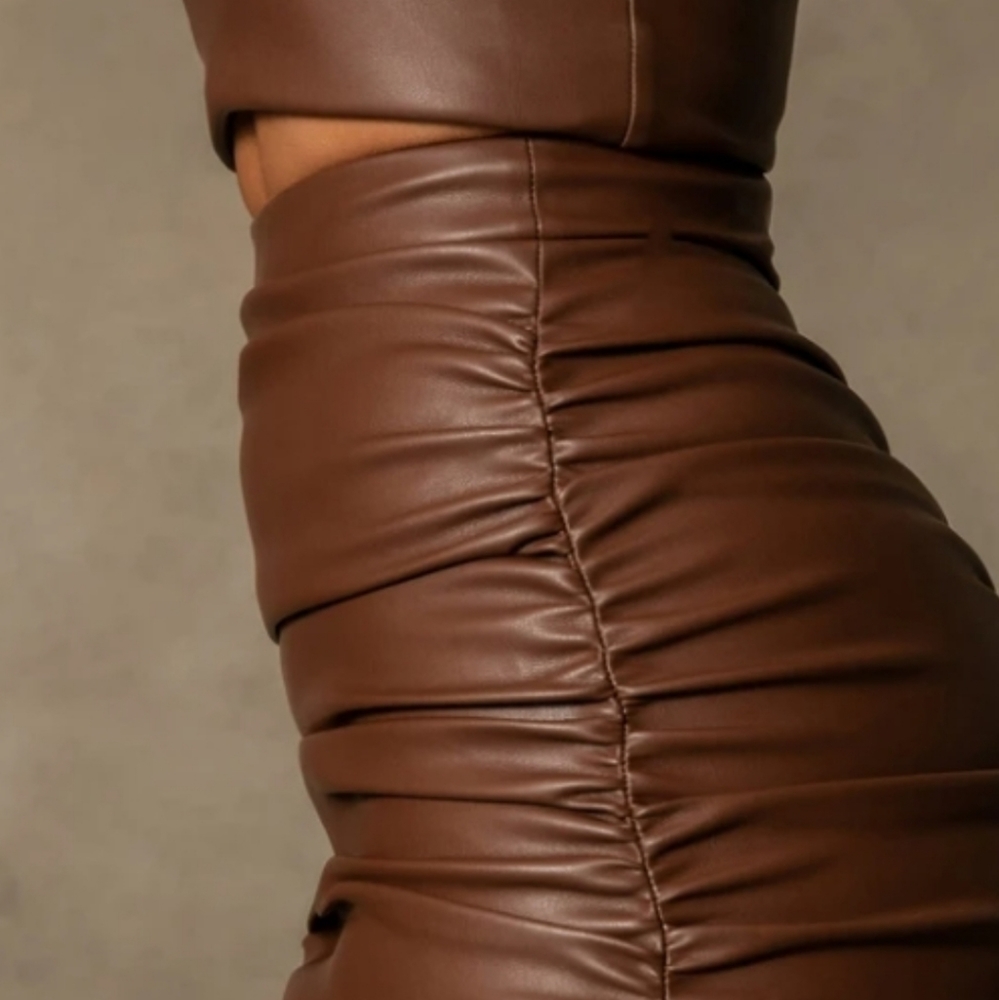 NEW JLUXLABEL COCO CHRYSTAL FAUX LEATHER SKIRT